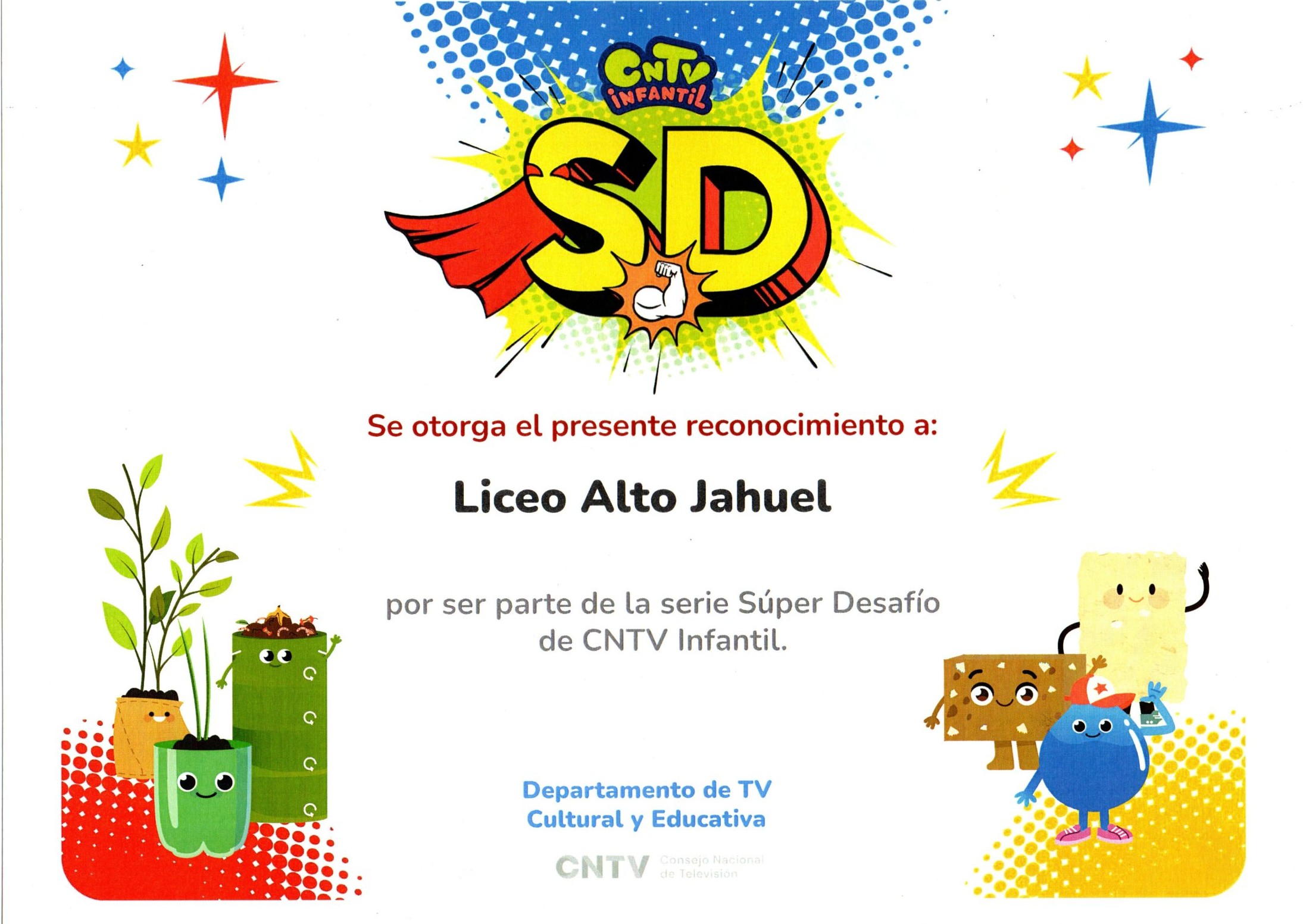 Diploma de participación en Super Serie Desafío